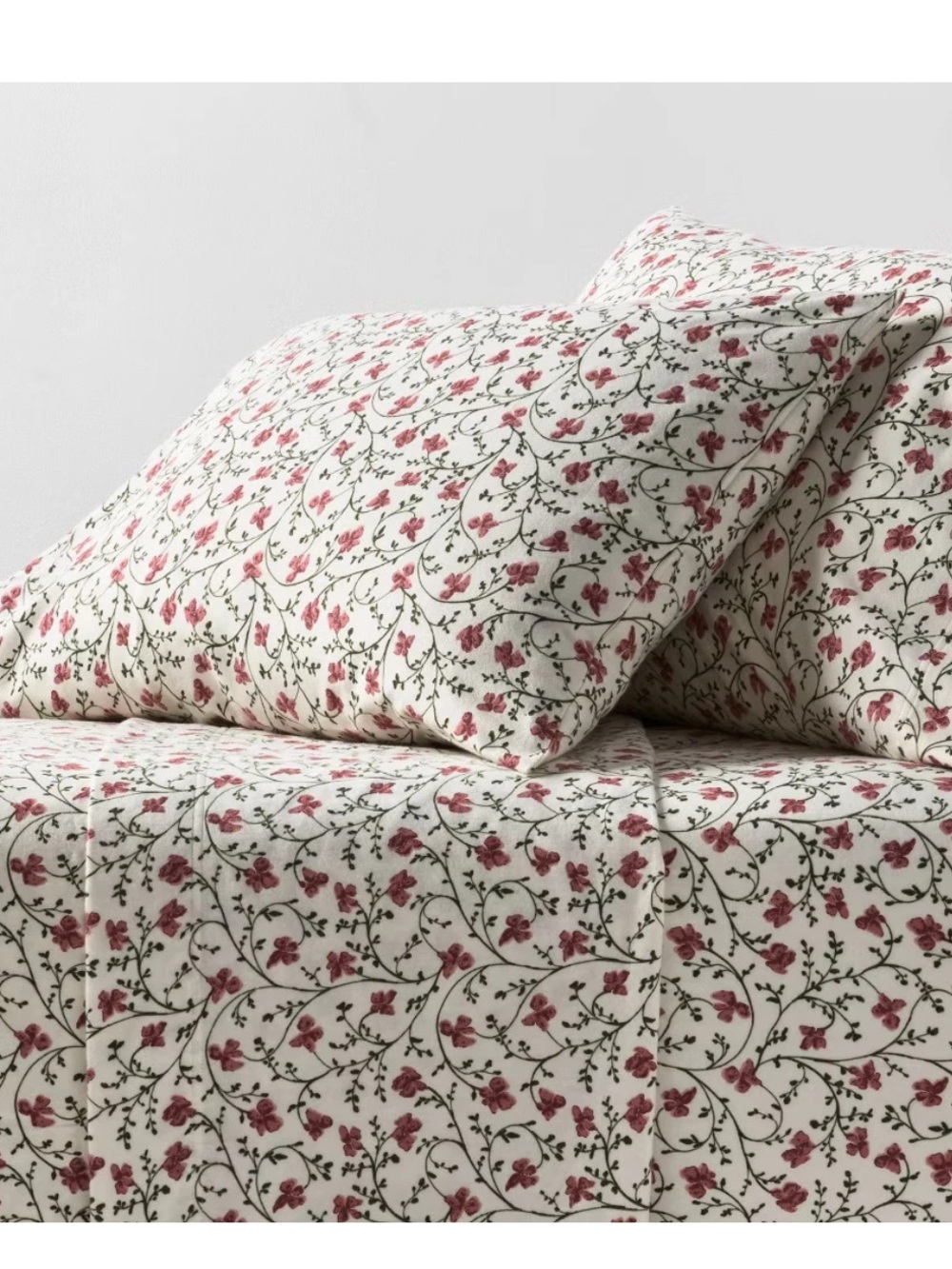 King Ultra Soft Flannel Sheet Set Ivory Floral - Threshold NEW